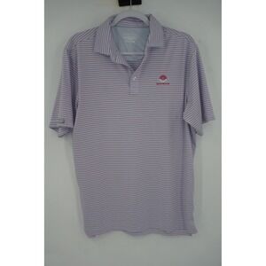 Straight Down Polo Shirt Mens Medium Purple Stripe Ironwood Golf Performance